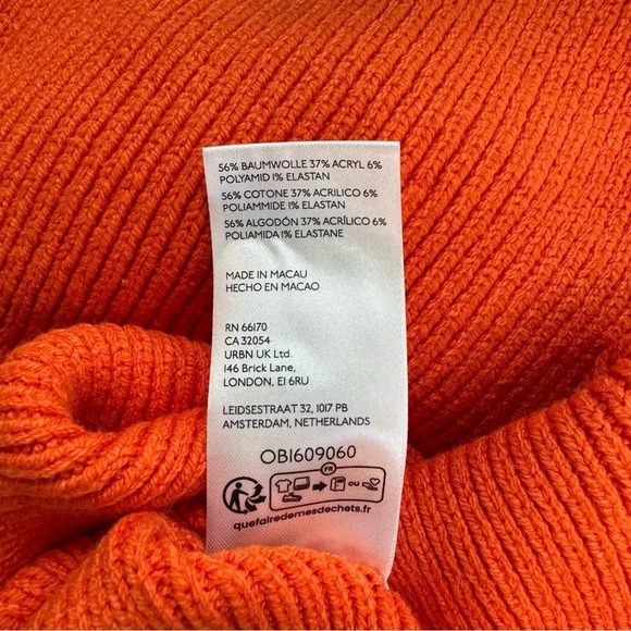 NWT Free People Easy Street Crop Sweater Orange Small Oversized Rib Knit - Picture 7 of 10